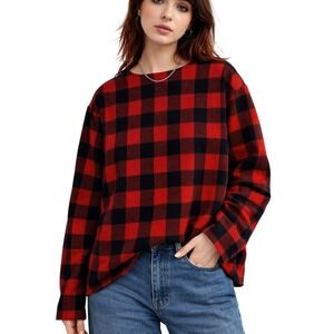 J. Jill Buffalo Plaid Long Sleeve Knit Top Small